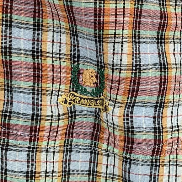 Wrangler Riata Classic Fit Shirt Rainbow Plaid Short Sleeve Button Down Mens L - Picture 3 of 11
